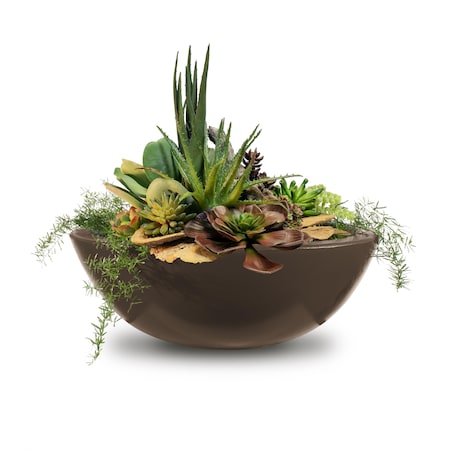 The Outdoor Plus 33 Round Sedona Planter Bowl - GFRC Concrete - Chocolate - OPT-33RP-CHC